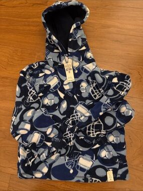 The Children's Place Navy Blue & Light Blue Football Print Fleece Hoodie
